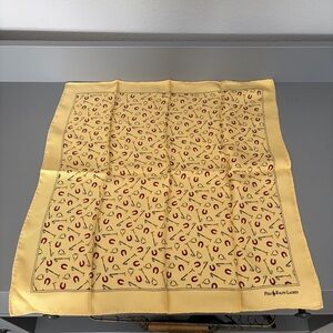 Vintage Polo Ralph Lauren Pocket Square Yellow Silk Mallets & Horseshoes RARE